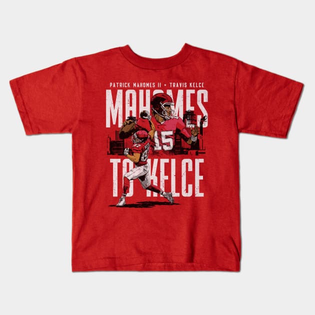 Travis Kelce & Patrick Mahomes Kansas City Connection Kids T-Shirt by Chunta_Design